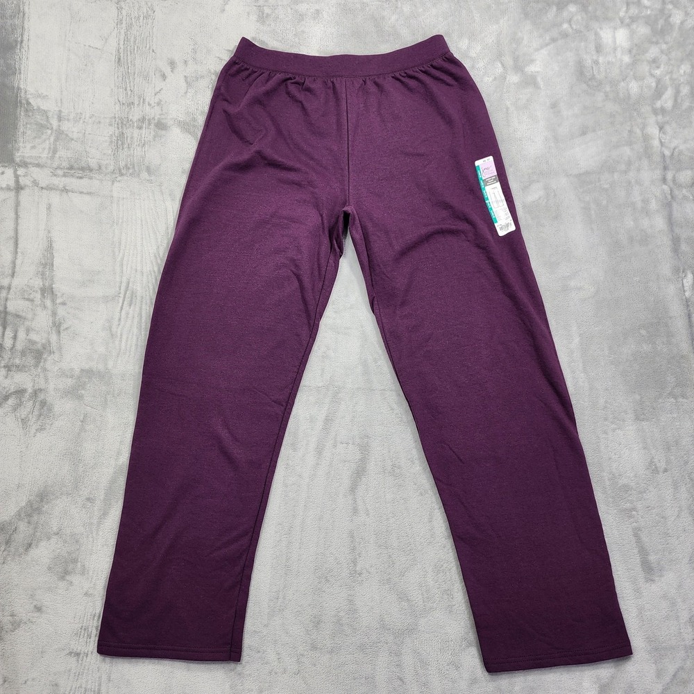 NEW Just My Size Pants Womens 1X Purple Fleece Sweatpants Open Leg Pull On
